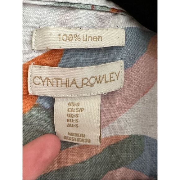 Cynthia Rowley 100% linen floral collar shirt sz S - Picture 6 of 8